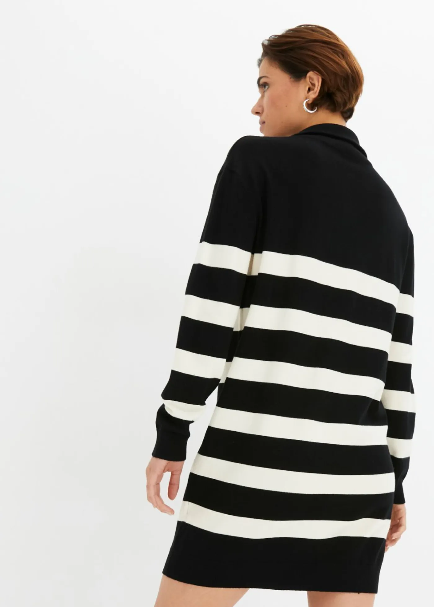 bonprix bonprix Vestido de punto negro-marfil con rayas Clearance