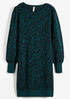 bonprix bonprix Vestido de punto Verde oscuro de leopardo Best