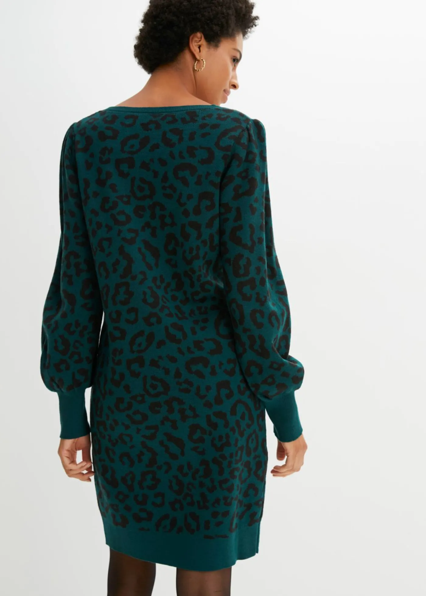 bonprix bonprix Vestido de punto Verde oscuro de leopardo Best