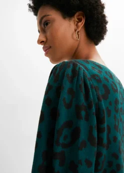 bonprix bonprix Vestido de punto Verde oscuro de leopardo Best