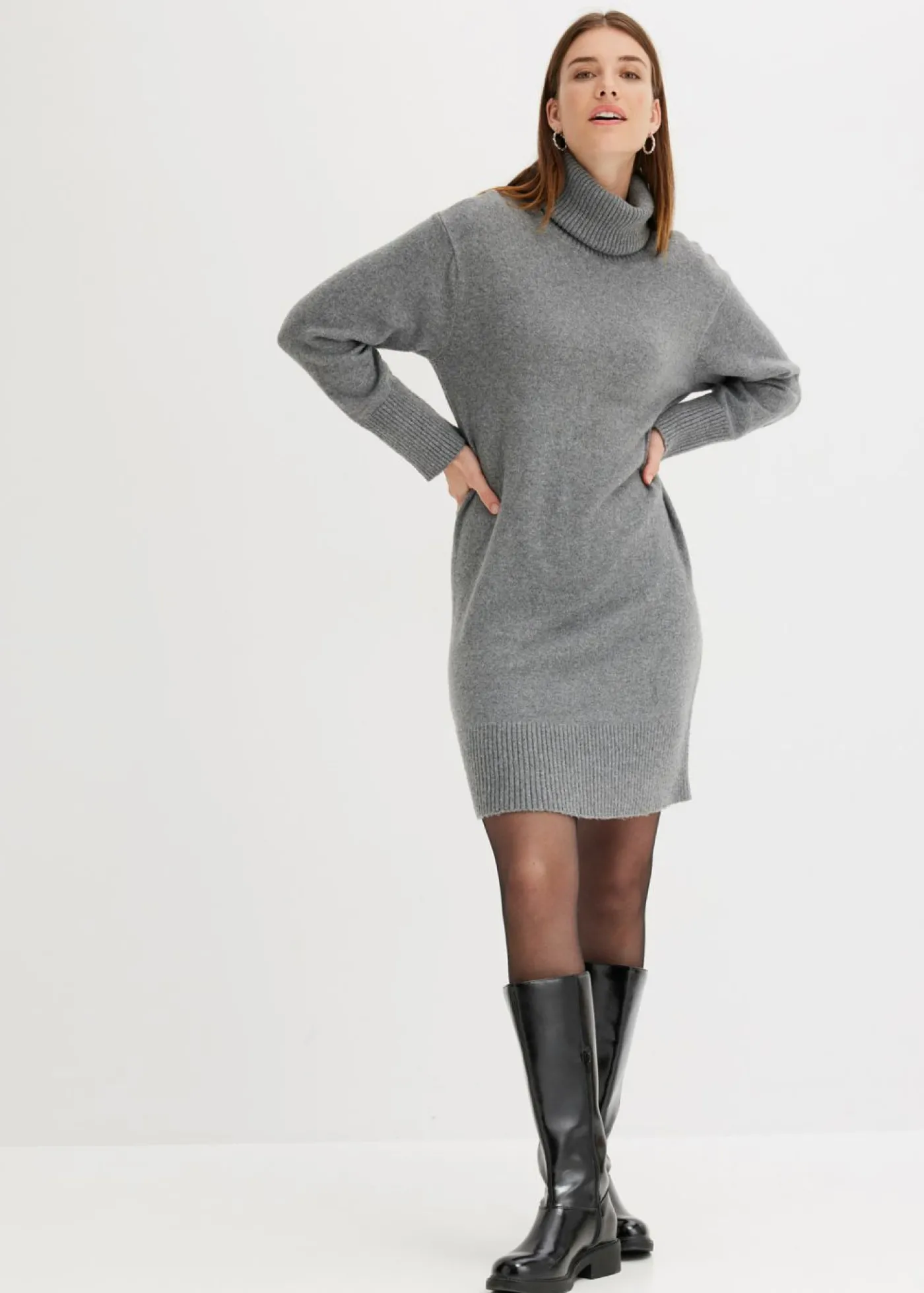 bonprix bonprix Vestido de punto Gris jaspeado Clearance