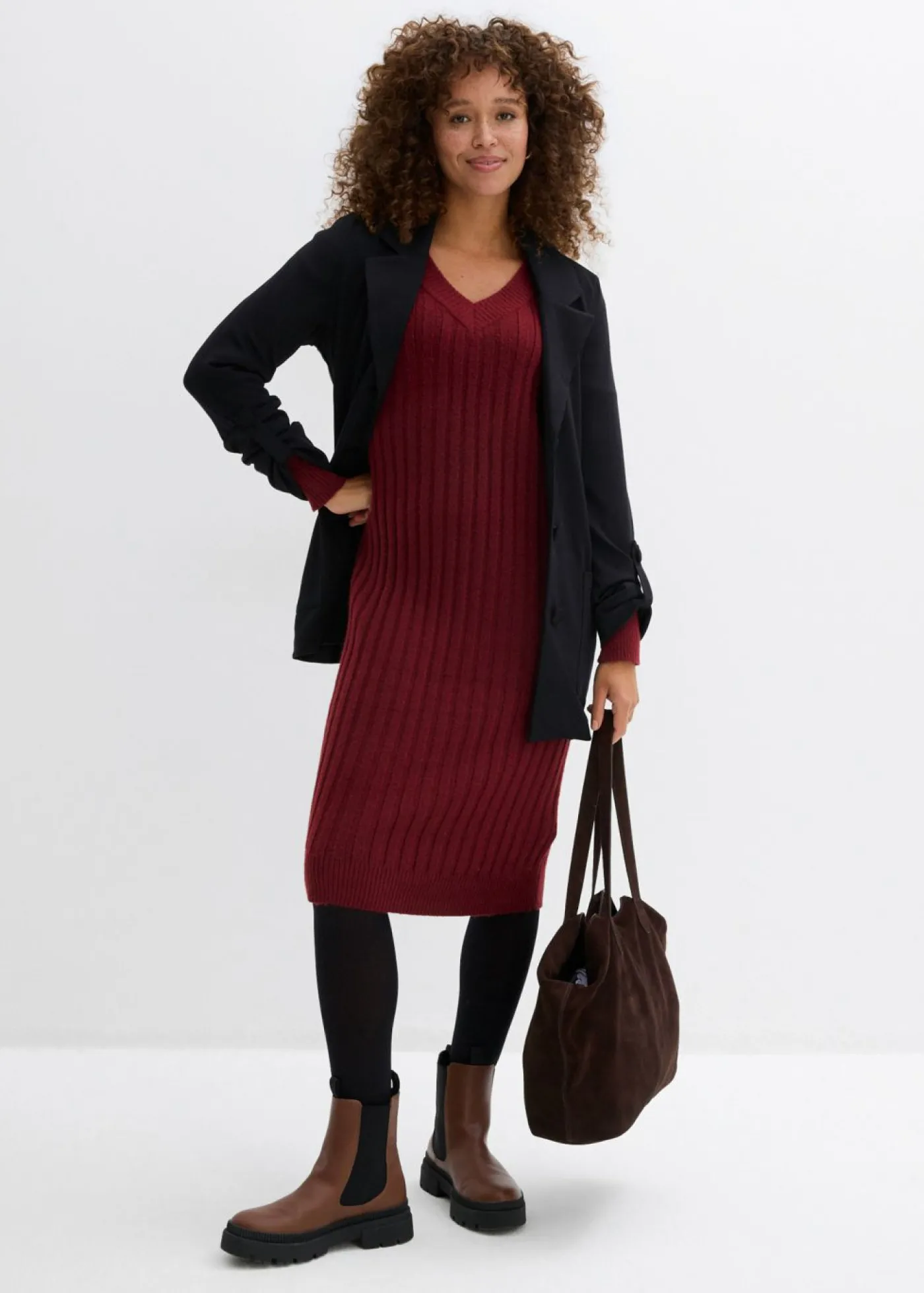bonprix bonprix Vestido de punto Rojo rubí