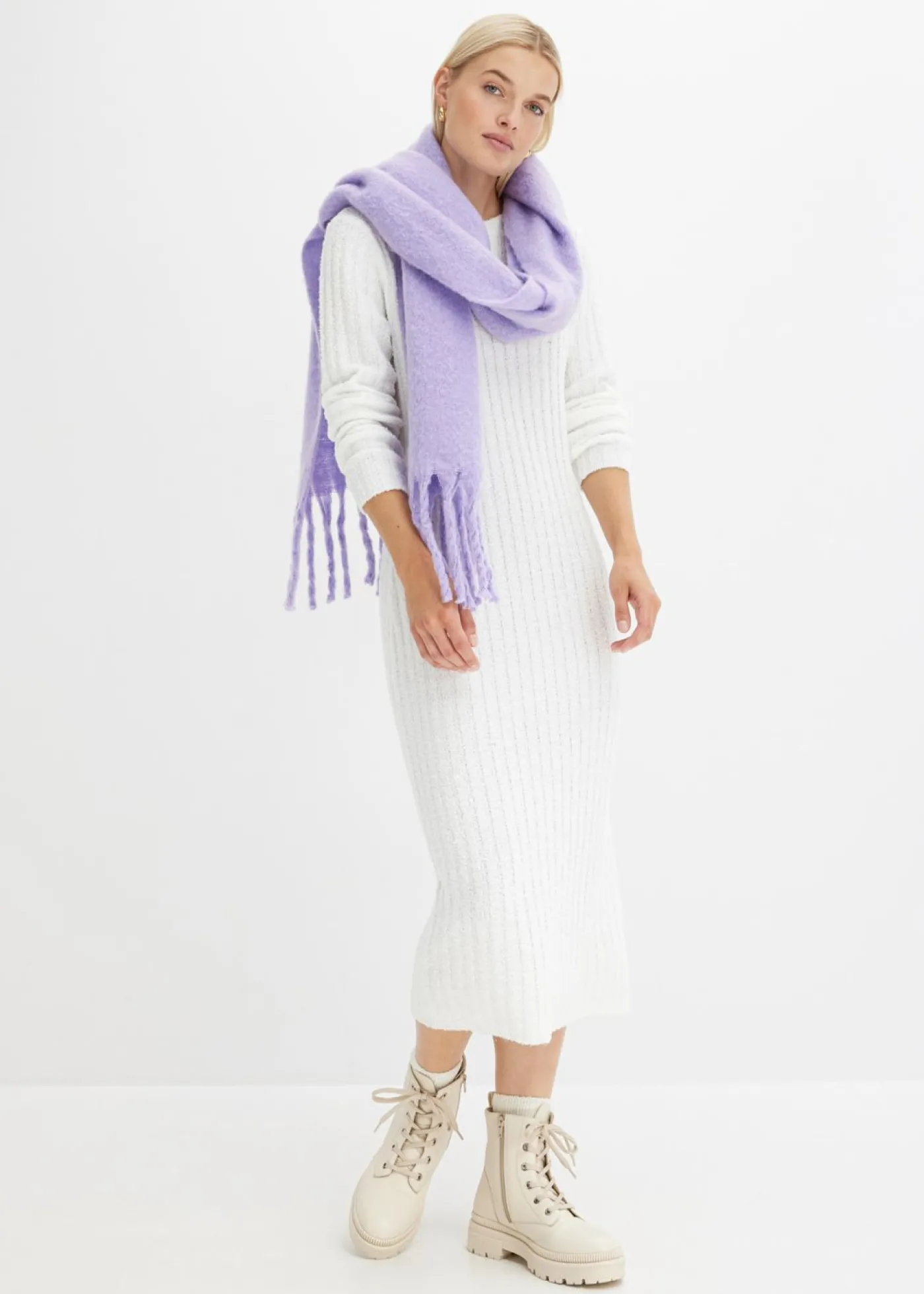 bonprix bonprix Vestido de punto Blanco-crema Outlet