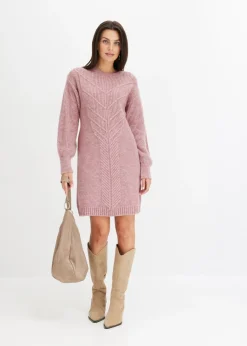 bonprix bonprix Vestido de punto rosa pálido moteado Outlet