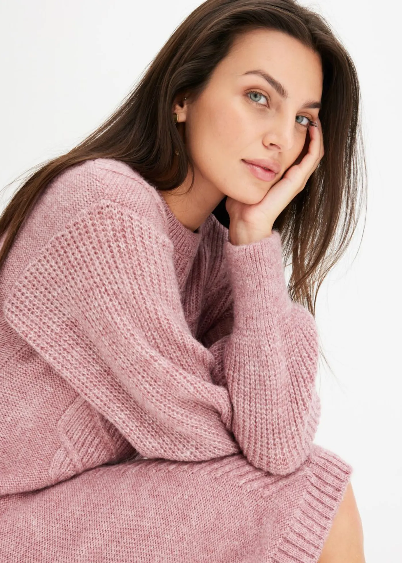 bonprix bonprix Vestido de punto rosa pálido moteado Outlet