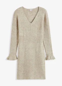 bonprix bonprix Vestido de punto arena moteado Outlet