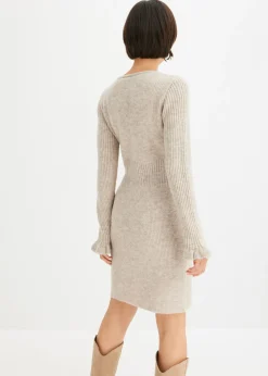 bonprix bonprix Vestido de punto arena moteado Outlet