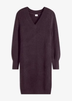 bonprix bonprix Vestido de punto ciruela moteado New