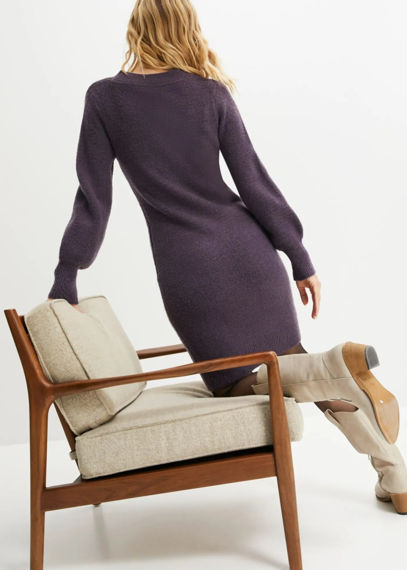 bonprix bonprix Vestido de punto ciruela moteado New