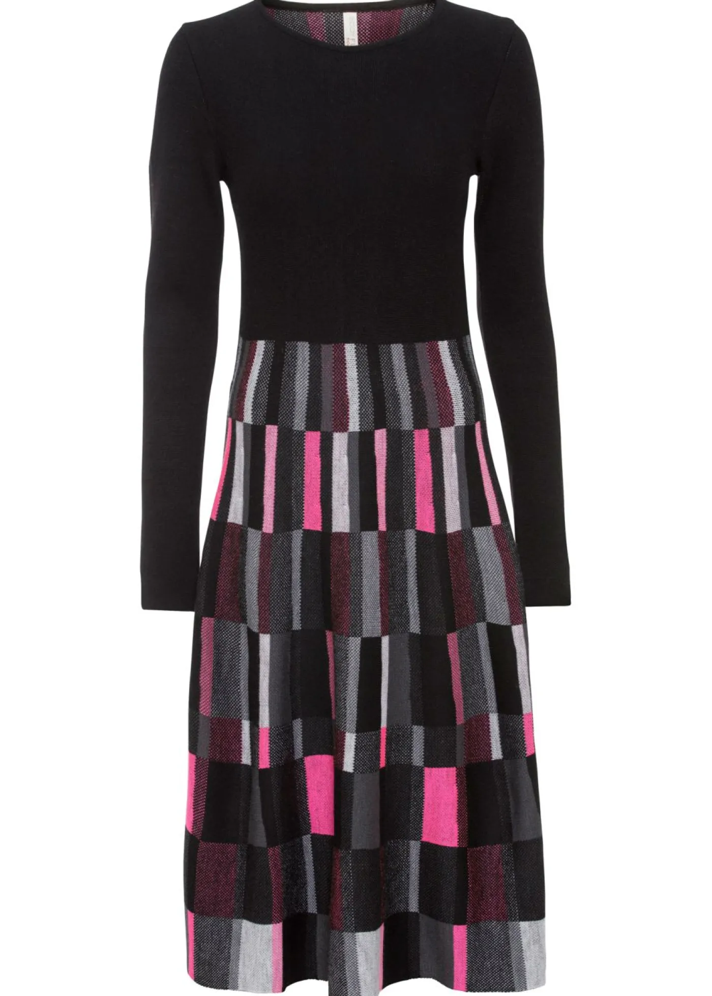 bonprix bonprix Vestido de punto a cuadros Gris-negro-rosa de cuadros Outlet