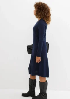 bonprix bonprix Vestido de punto acampanado Azul marino