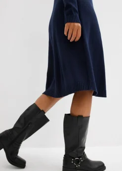 bonprix bonprix Vestido de punto acampanado Azul marino