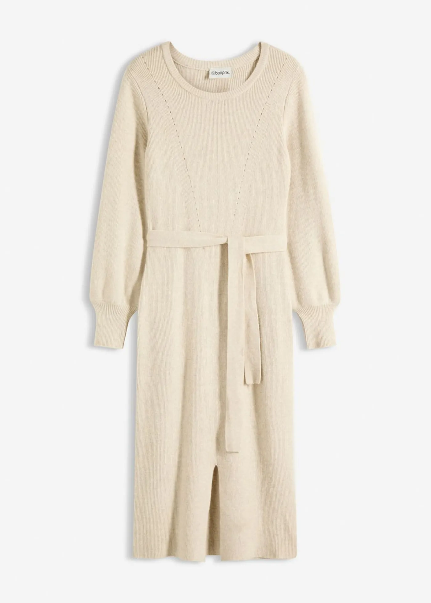 bonprix bonprix Vestido de punto acanalado de mezcla de viscosa fluida gris guijarro moteado Outlet