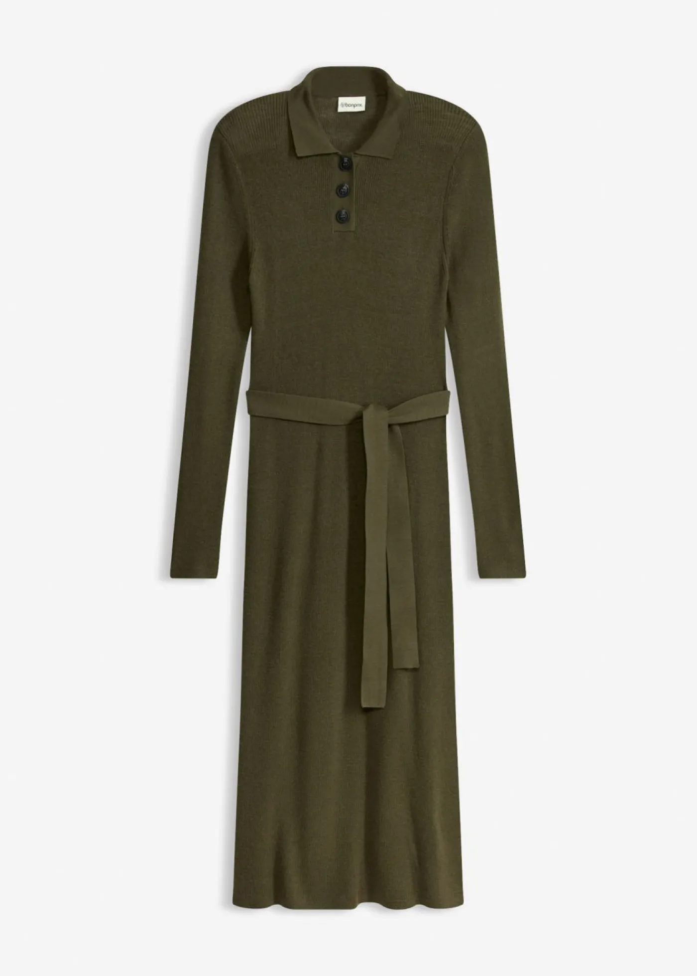 bonprix bonprix Vestido de punto acanalado de mezcla de viscosa Verde oliva oscuro