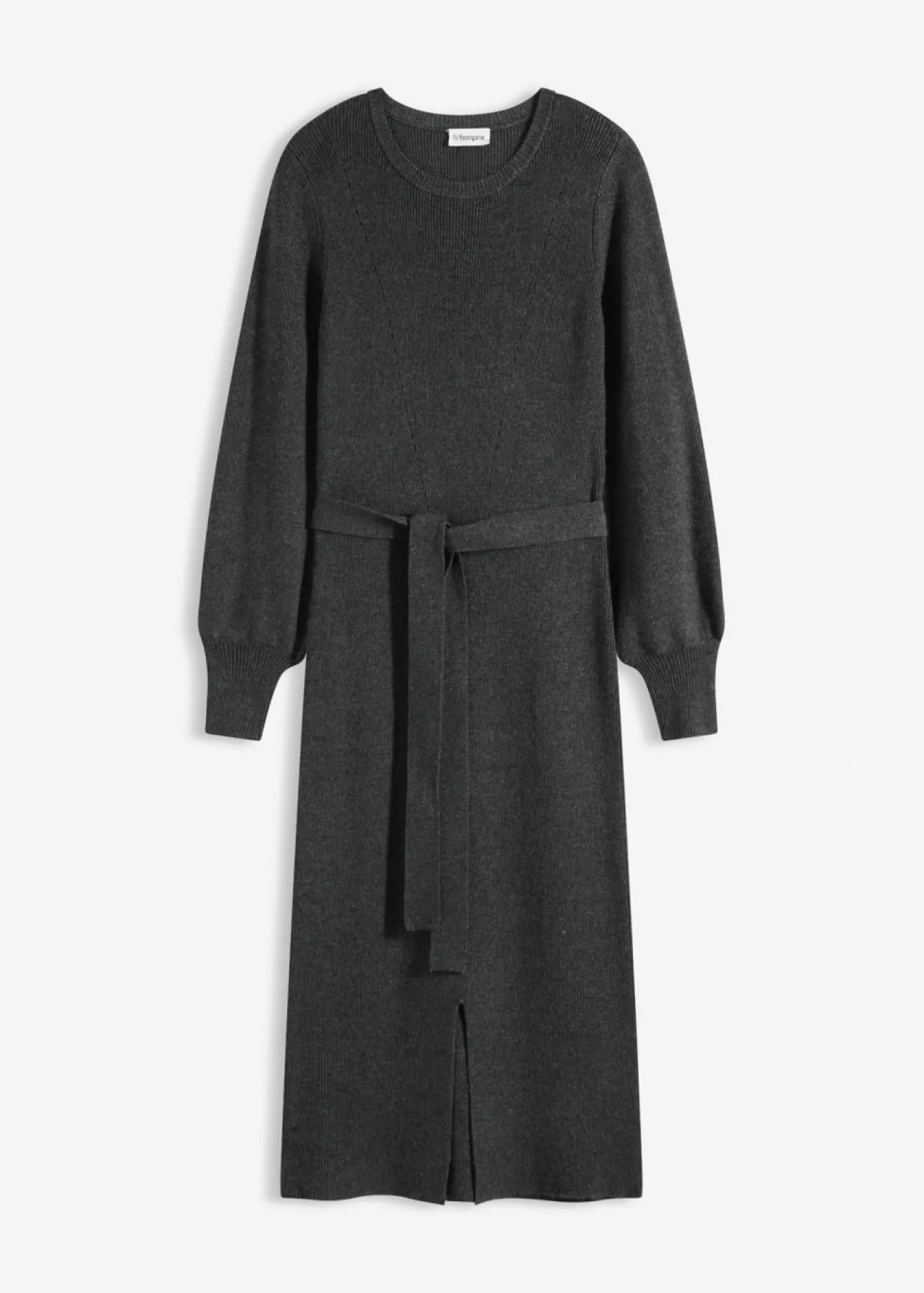 bonprix bonprix Vestido de punto acanalado de mezcla de viscosa fluida antracita jaspeado moteado Best