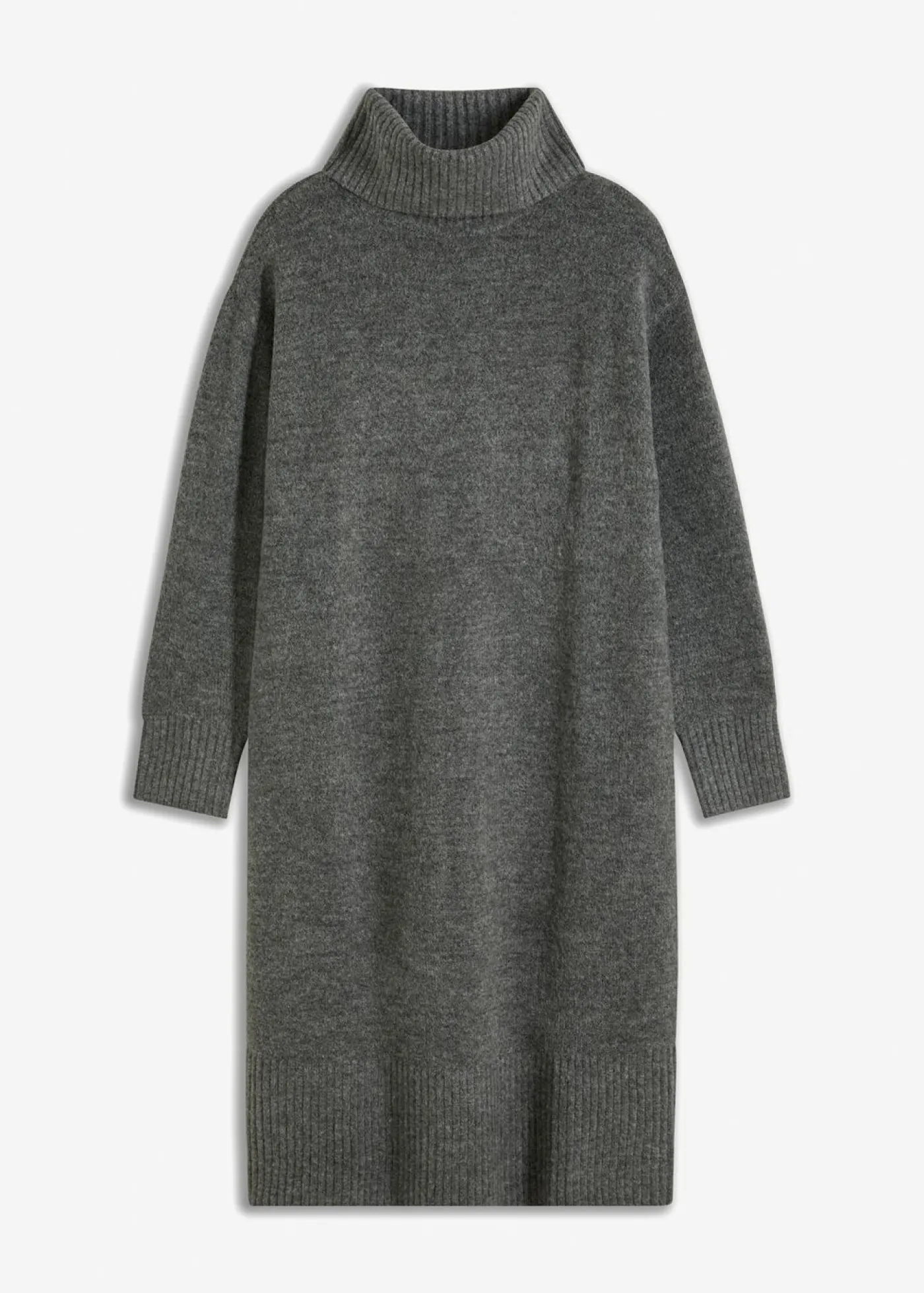 bonprix bonprix Vestido de punto con abertura Antracita jaspeado Discount