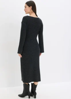 bonprix bonprix Vestido de punto con abertura Antracita jaspeado Best