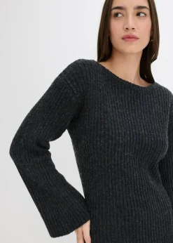 bonprix bonprix Vestido de punto con abertura Antracita jaspeado Best