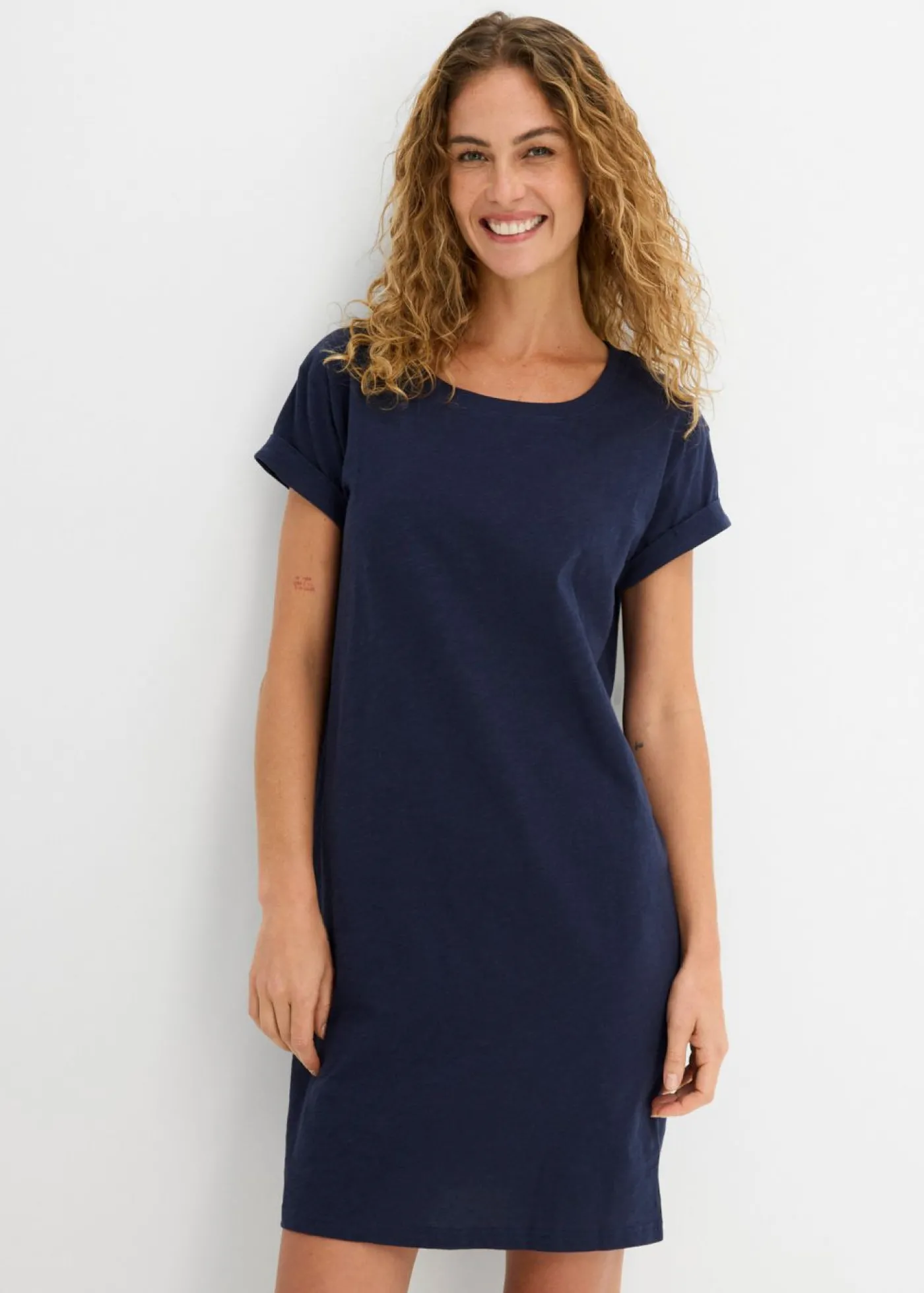 bonprix bonprix Vestido de punto con algodón orgánico puro Azul marino Hot
