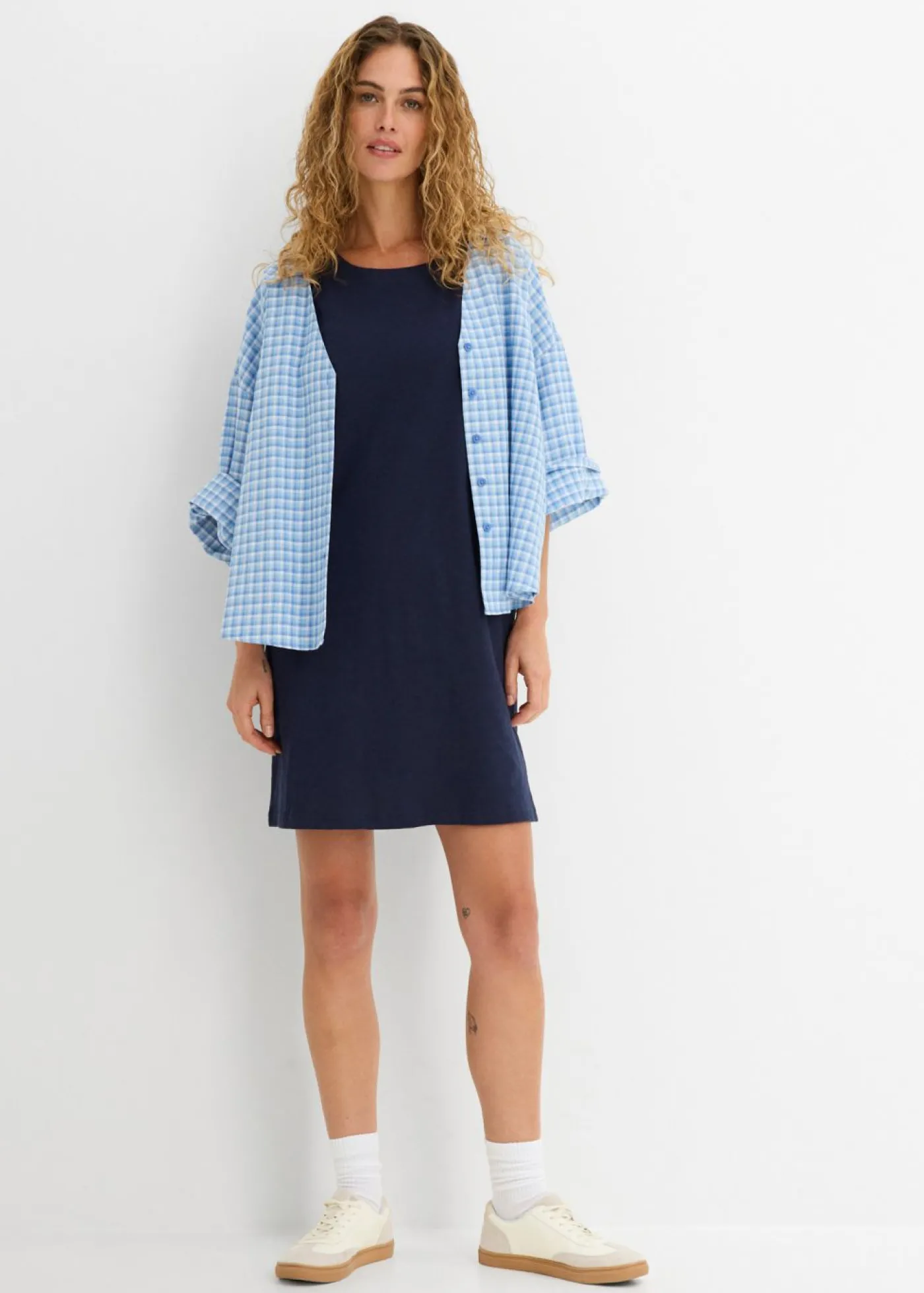 bonprix bonprix Vestido de punto con algodón orgánico puro Azul marino Hot