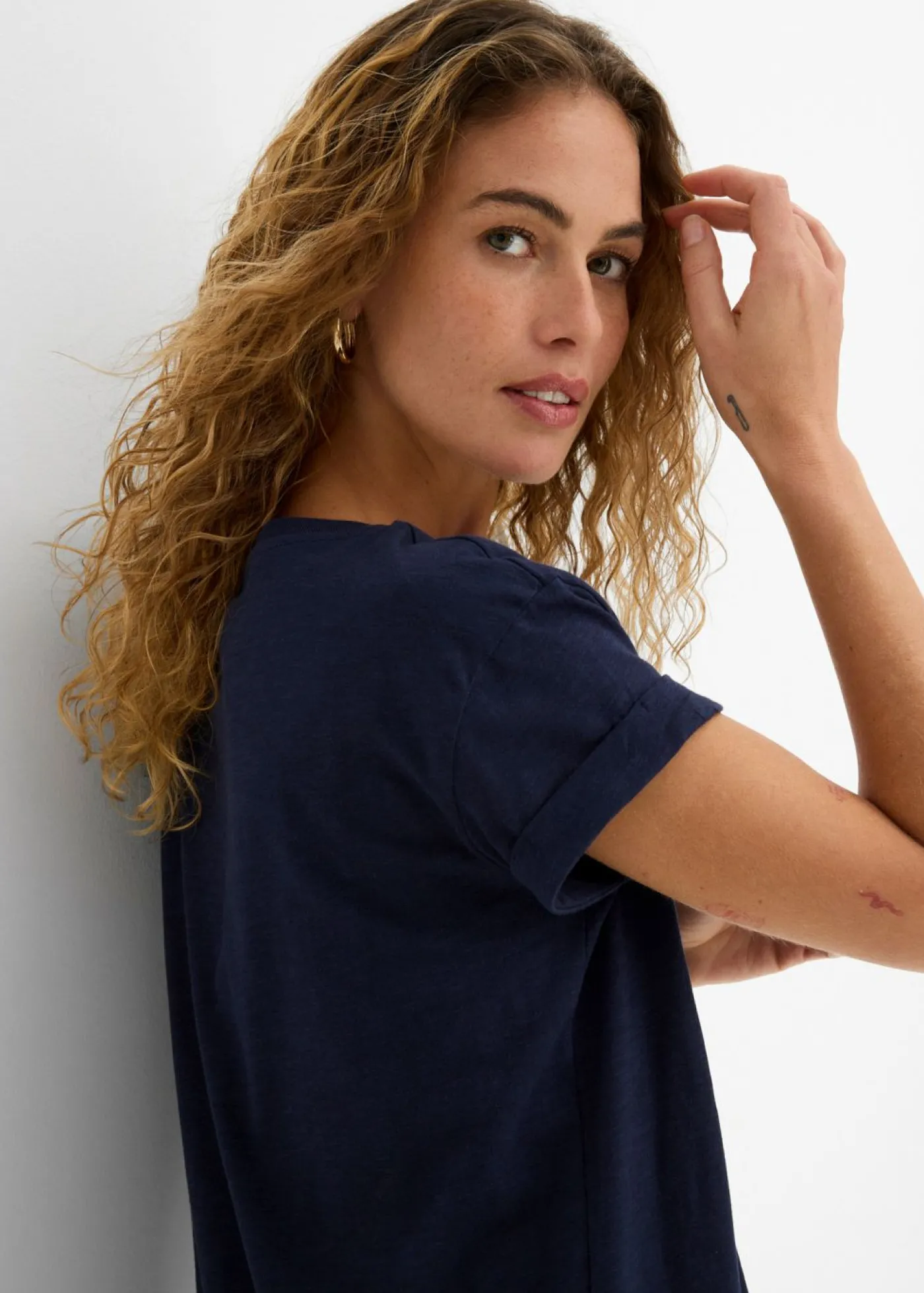bonprix bonprix Vestido de punto con algodón orgánico puro Azul marino Hot