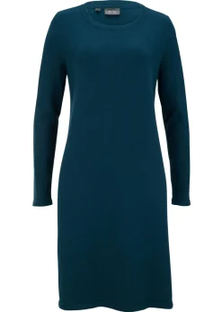 bonprix bonprix Vestido de punto con algodón reciclado Verde oscuro New