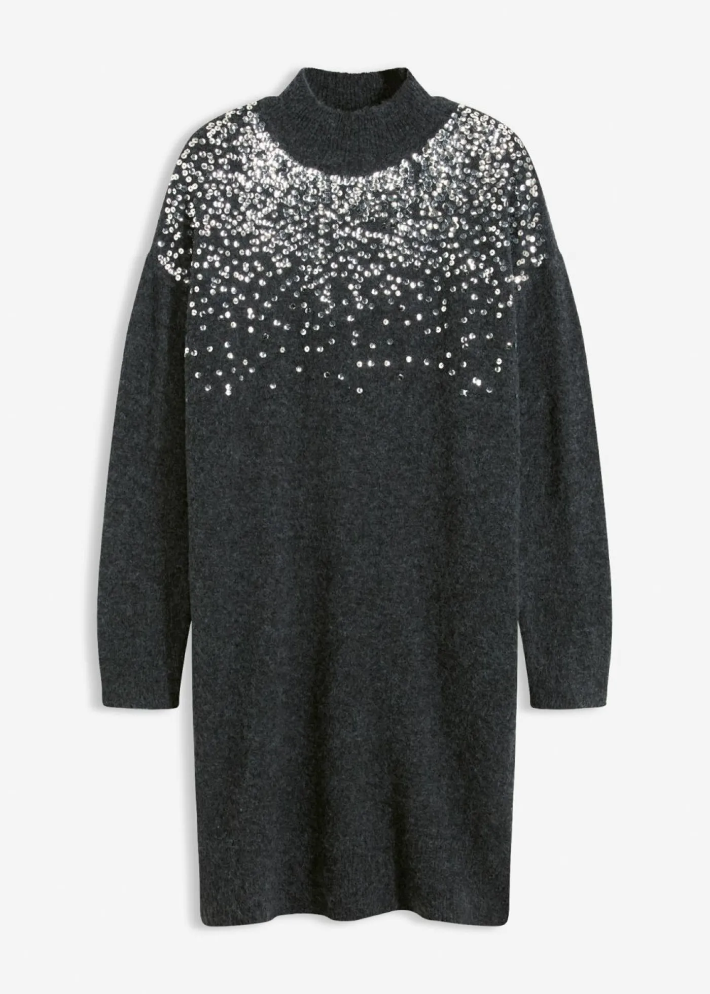 bonprix bonprix Vestido de punto con aplicaciones de lentejuelas Antracita jaspeado Discount