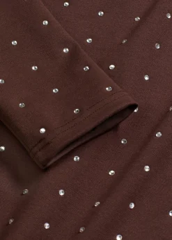 bonprix bonprix Vestido de punto con aplicaciones de piedras brillantes Marrón oscuro Best