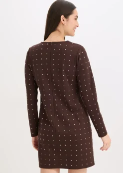 bonprix bonprix Vestido de punto con aplicaciones de piedras brillantes Marrón oscuro Best