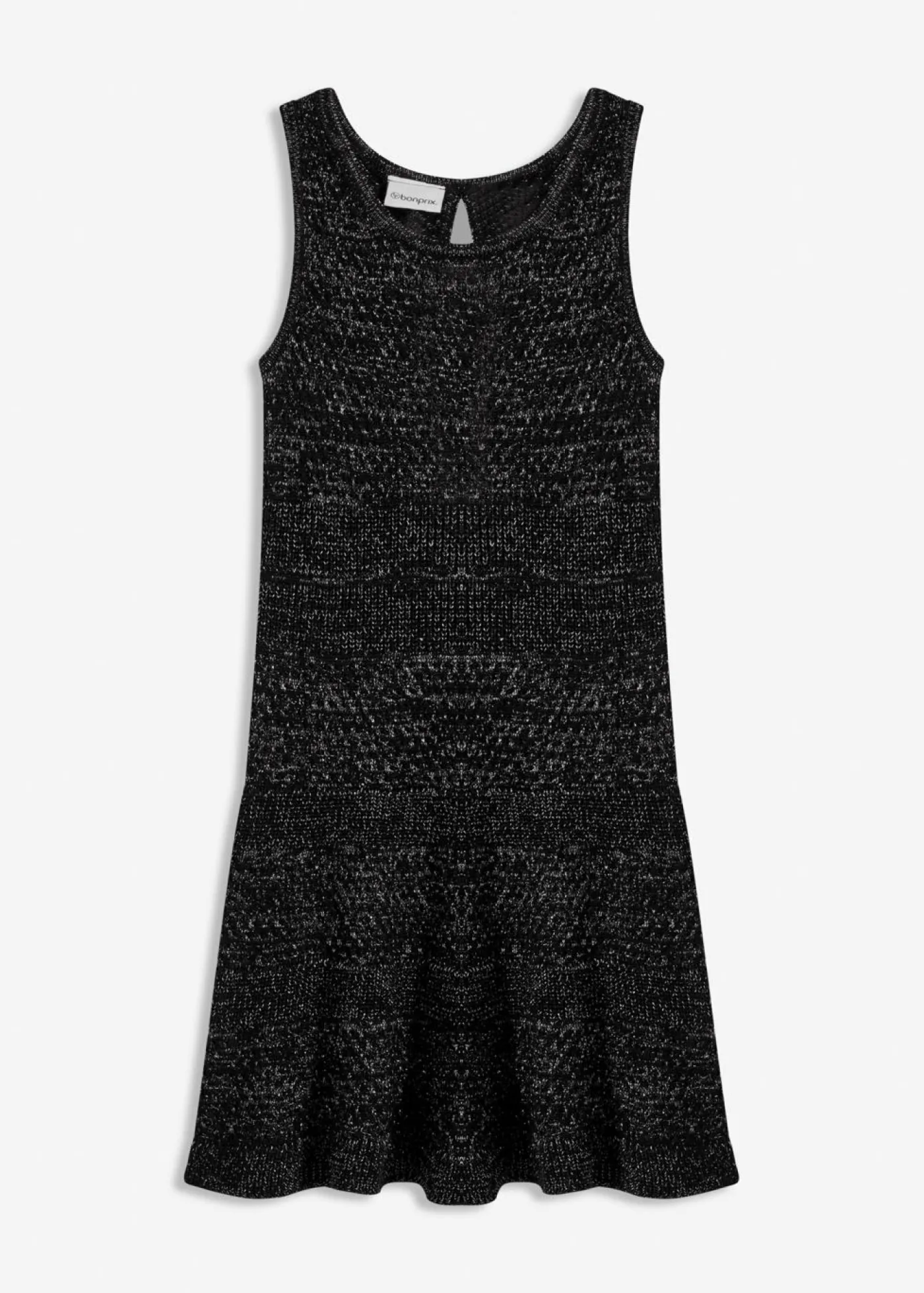 bonprix bonprix Vestido de punto con aspecto de ganchillo Negro-plata New