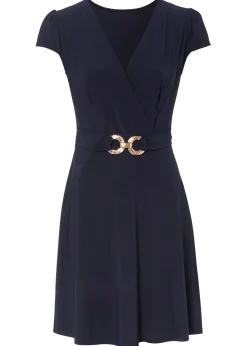 bonprix bonprix Vestido de punto con cierre decorativo Azul marino Online