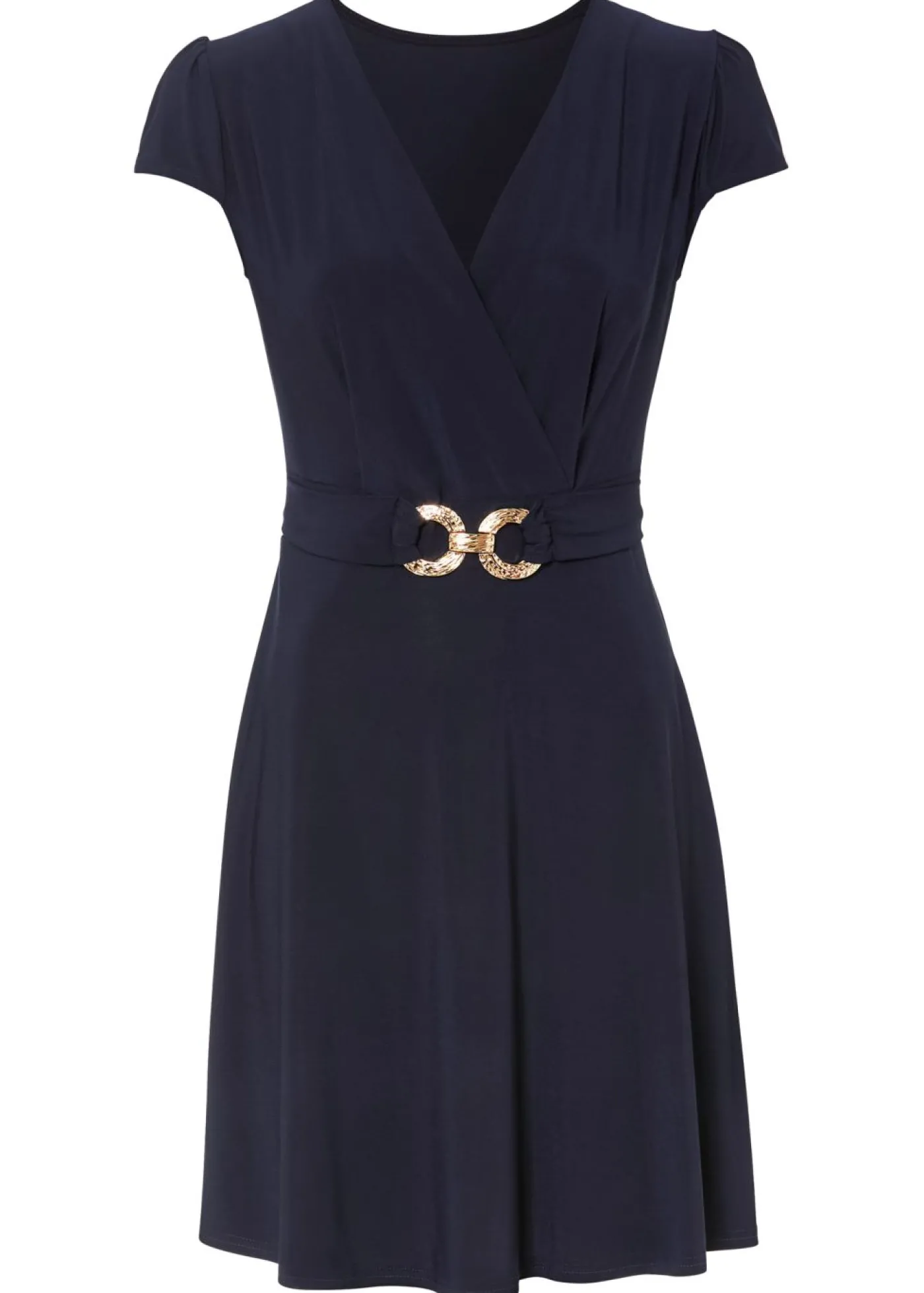 bonprix bonprix Vestido de punto con cierre decorativo Azul marino Online