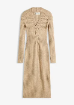 bonprix bonprix Vestido de punto con contenido de lana Gris guijarro jaspeado