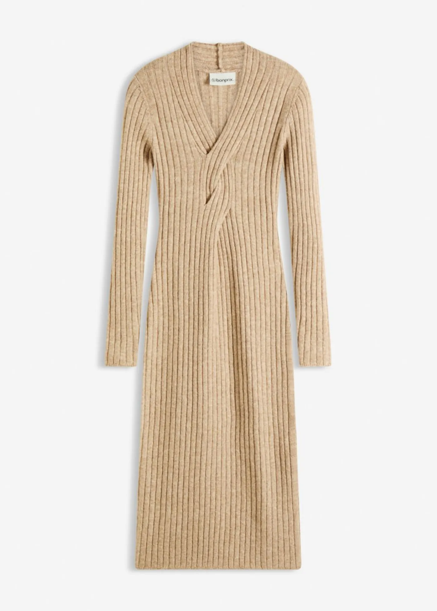 bonprix bonprix Vestido de punto con contenido de lana Gris guijarro jaspeado