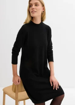 bonprix bonprix Vestido de punto con corte en A Negro New