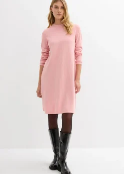 bonprix bonprix Vestido de punto con corte en A rosa ceniza moteado Clearance