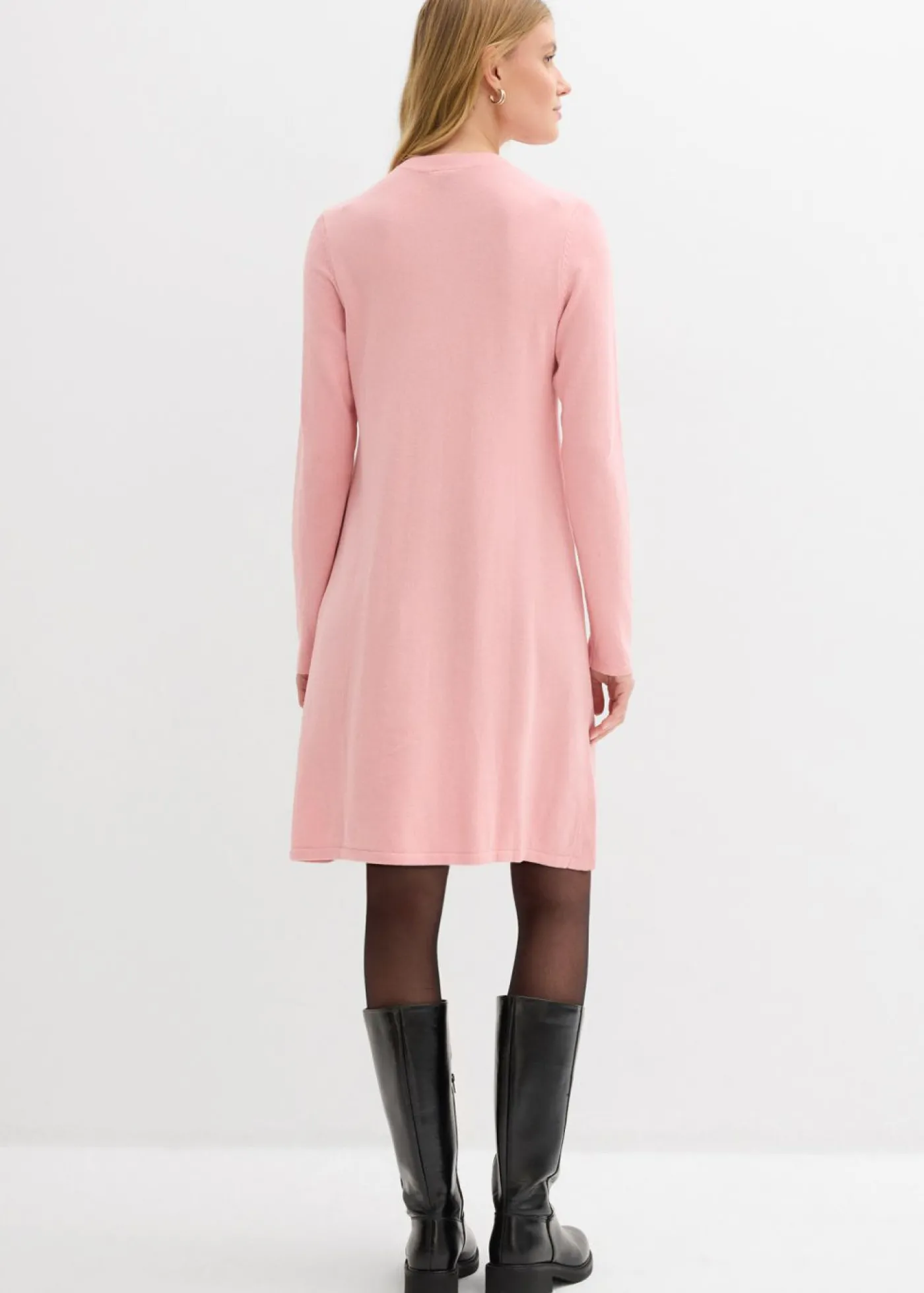 bonprix bonprix Vestido de punto con corte en A rosa ceniza moteado Clearance