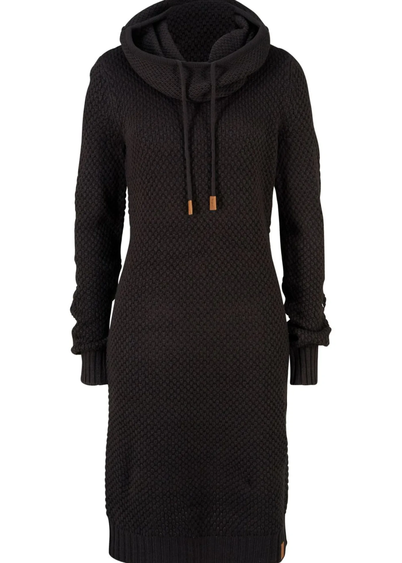 bonprix bonprix Vestido de punto con cuello tipo chal Negro Hot