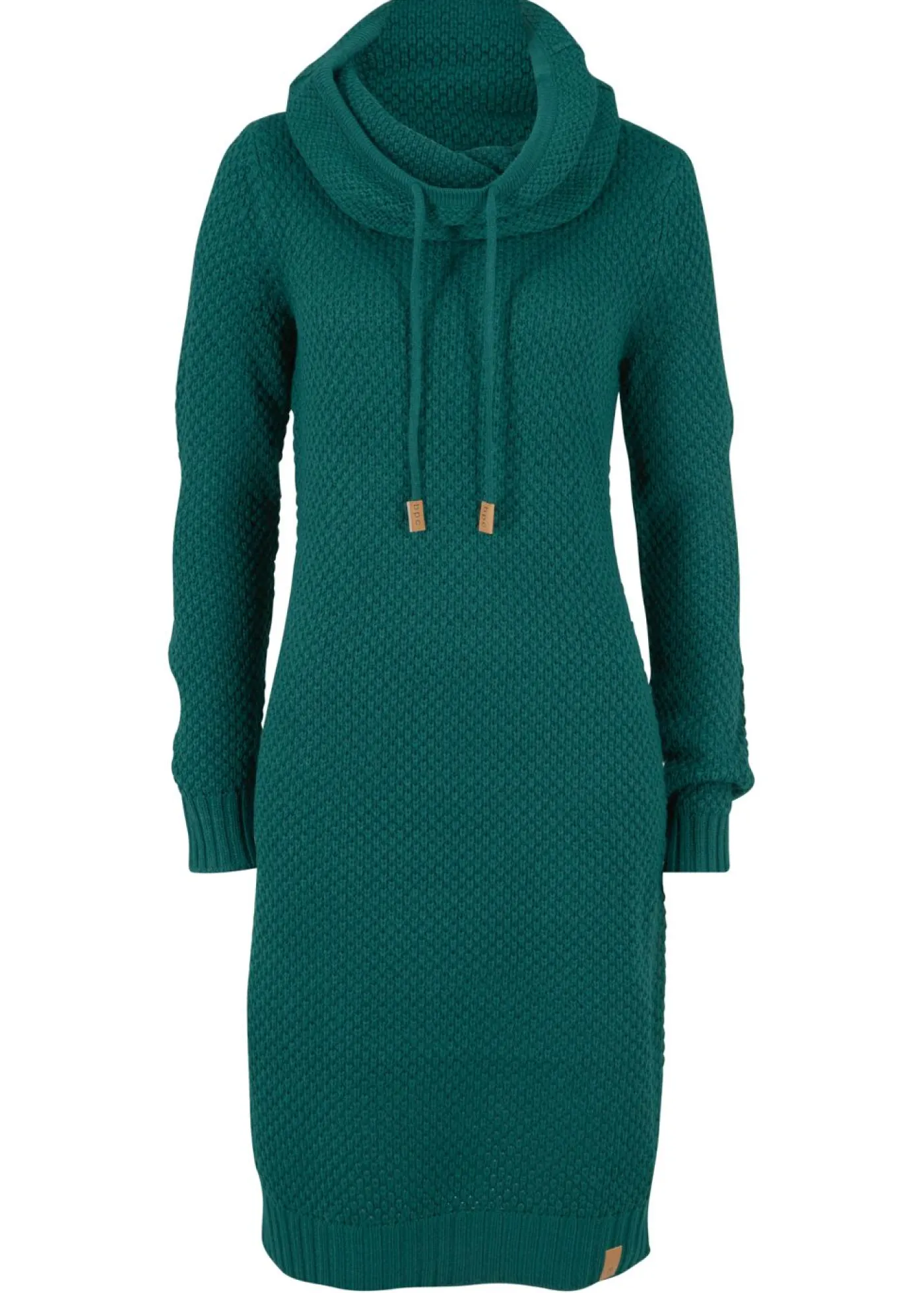 bonprix bonprix Vestido de punto con cuello tipo chal Verde intenso New