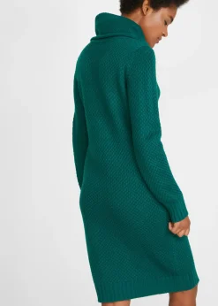 bonprix bonprix Vestido de punto con cuello tipo chal Verde intenso New