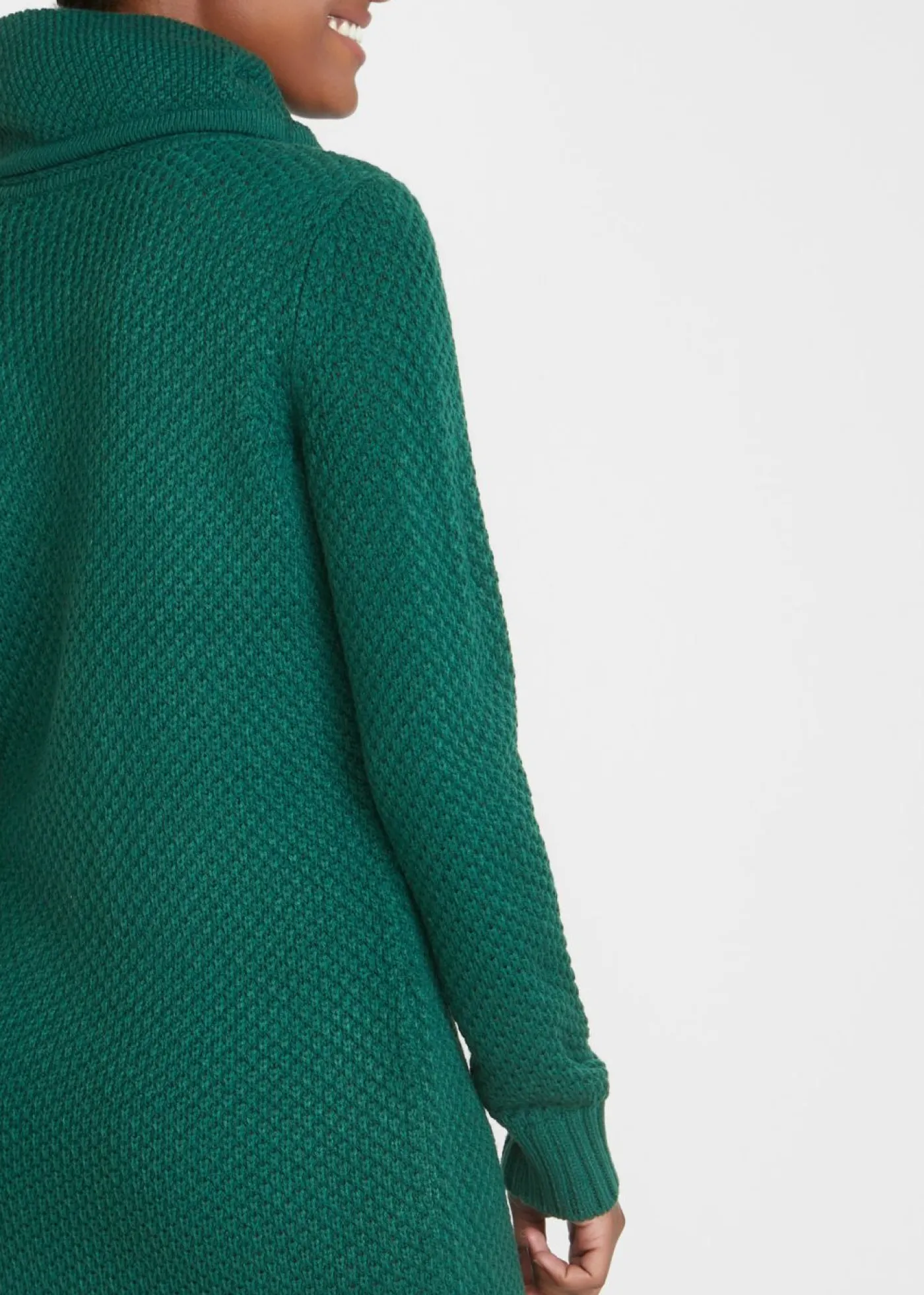 bonprix bonprix Vestido de punto con cuello tipo chal Verde intenso New