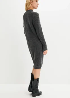 bonprix bonprix Vestido de punto con dobladillo asimétrico Antracita jaspeado Sale