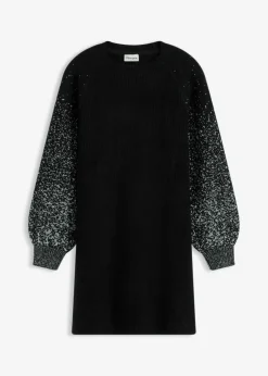bonprix bonprix Vestido de punto con efecto brillante Negro-plata Best
