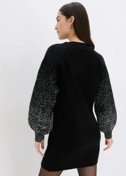 bonprix bonprix Vestido de punto con efecto brillante Negro-plata Best
