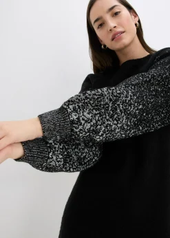 bonprix bonprix Vestido de punto con efecto brillante Negro-plata Best