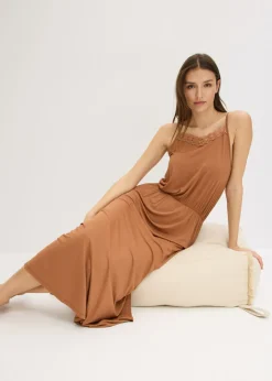 bonprix bonprix Vestido de punto con encaje Marrón castaño Sale
