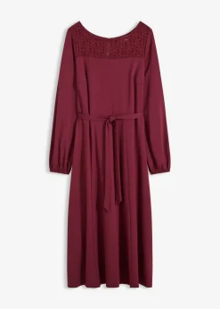 bonprix bonprix Vestido de punto con encaje rojo avellana Outlet