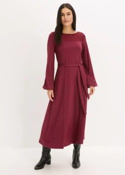 bonprix bonprix Vestido de punto con encaje rojo avellana Outlet