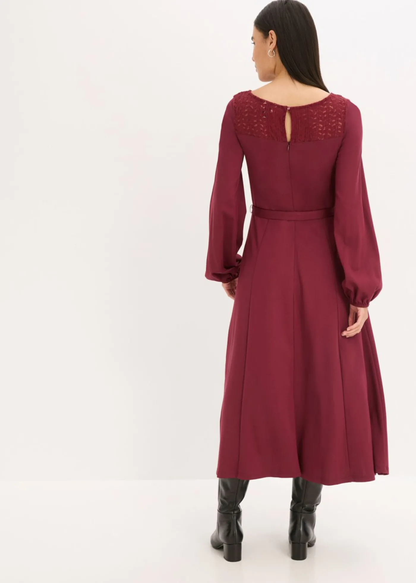 bonprix bonprix Vestido de punto con encaje rojo avellana Outlet