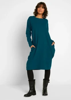 bonprix bonprix Vestido de punto con forma en O Verde azulado Discount